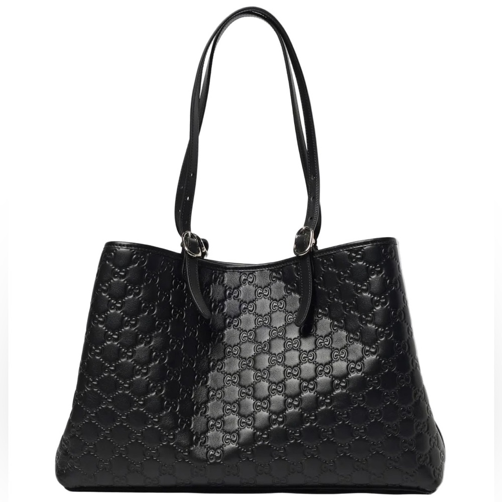 Gucci Black Embossed GG Patent Leather Tote